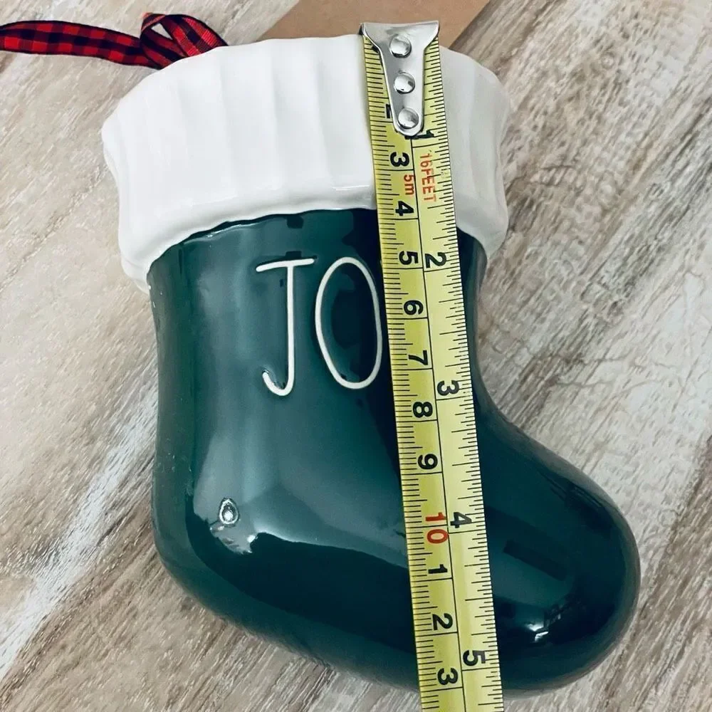NWT Gorgeous Rae Dunn JOY Green Ceramic Christmas Santa Boot Bootie Stocking